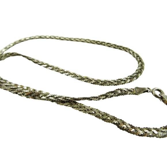 Flat Braid 925 Sterling Silver Necklace Choker Style 17in - Picture 6 of 7